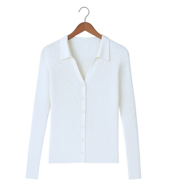 Superdown Ribbed Knit Long Sleeve Button Front Cardigan in White – NWT Size S - Picture 2 of 4